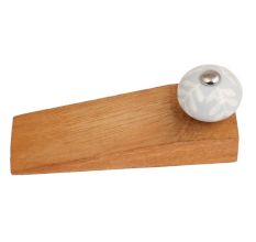 2 Pieces Grey Leaf Ceramic Floral Wooden Door Stopper
